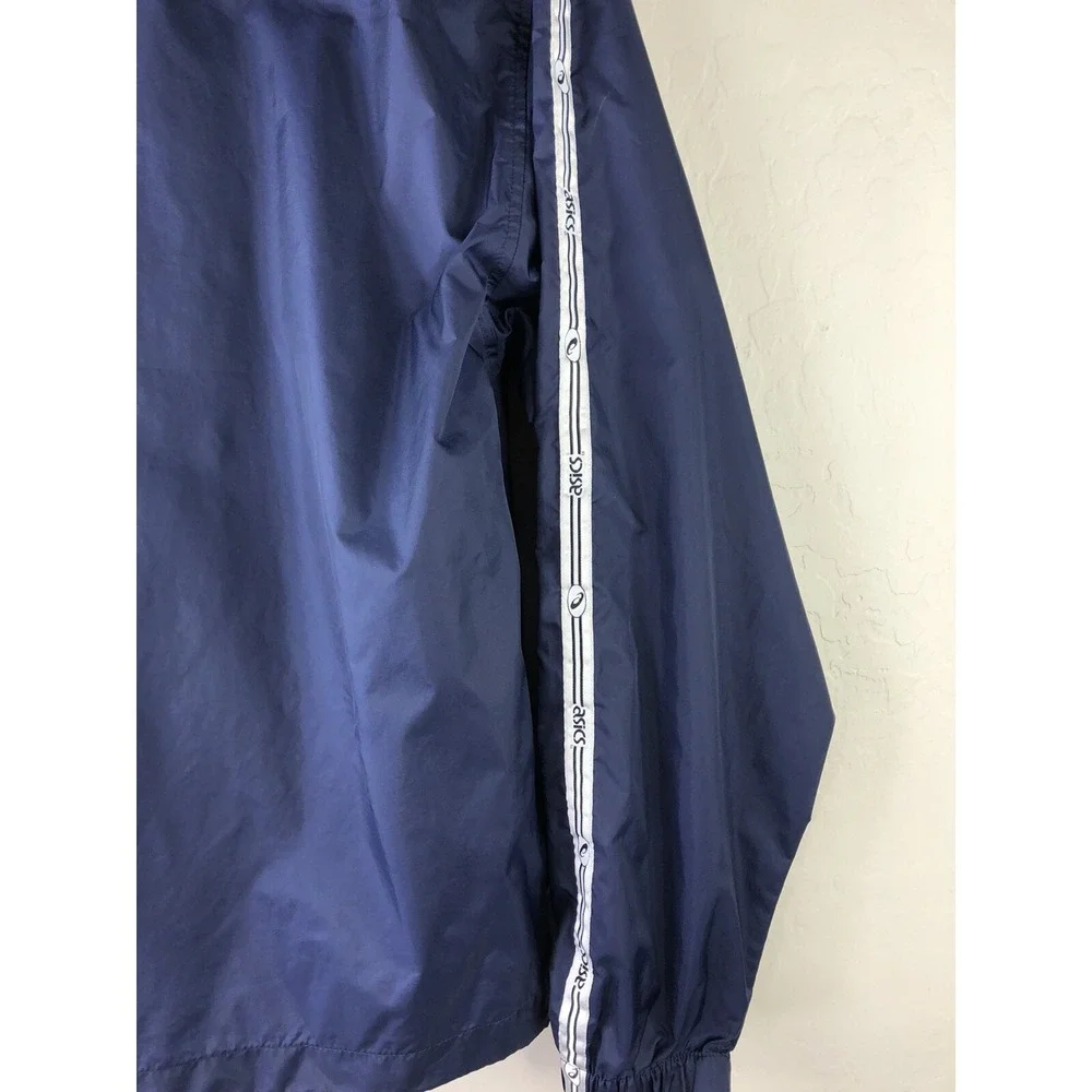 ASICS Mens Small Windbreaker Blue Reflective Sleeve‎